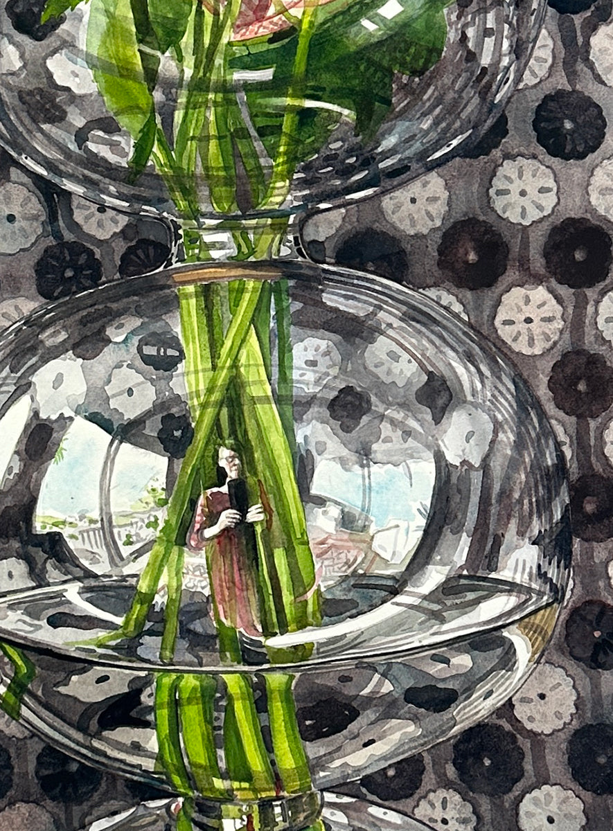Interior with Old Roses
