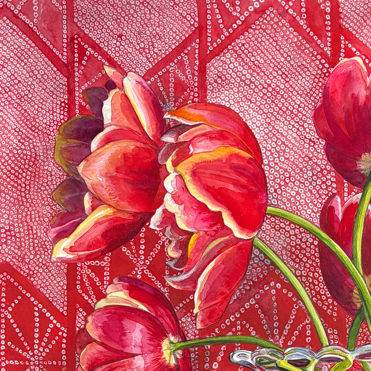 Old Shibori and Tulips