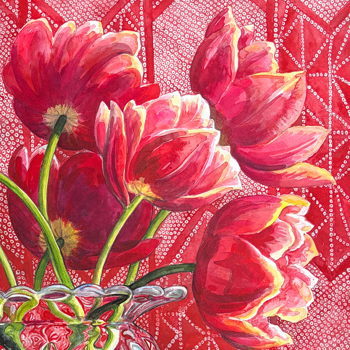 Old Shibori and Tulips