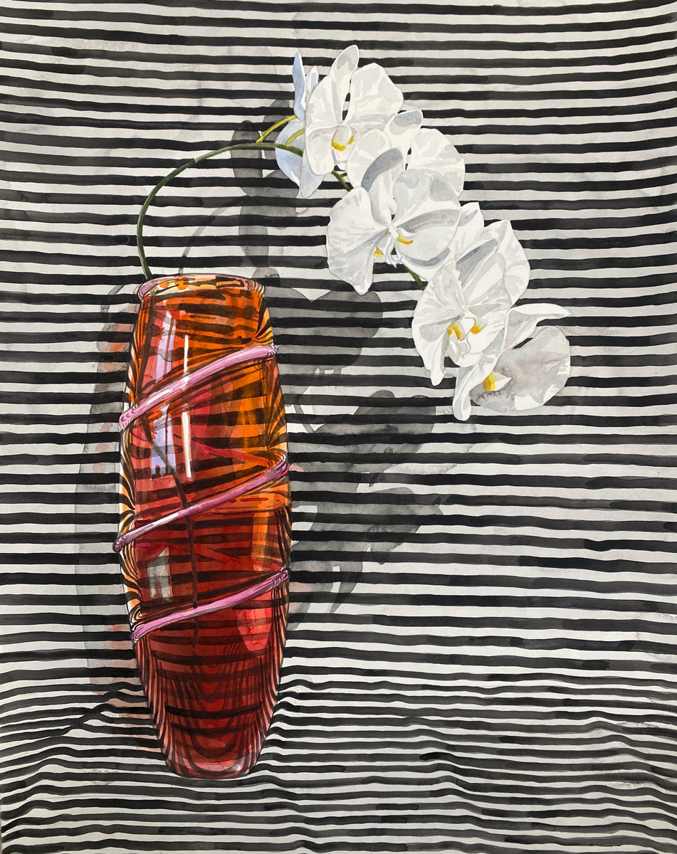 Phalaenopsis Orchid with Orange Glass