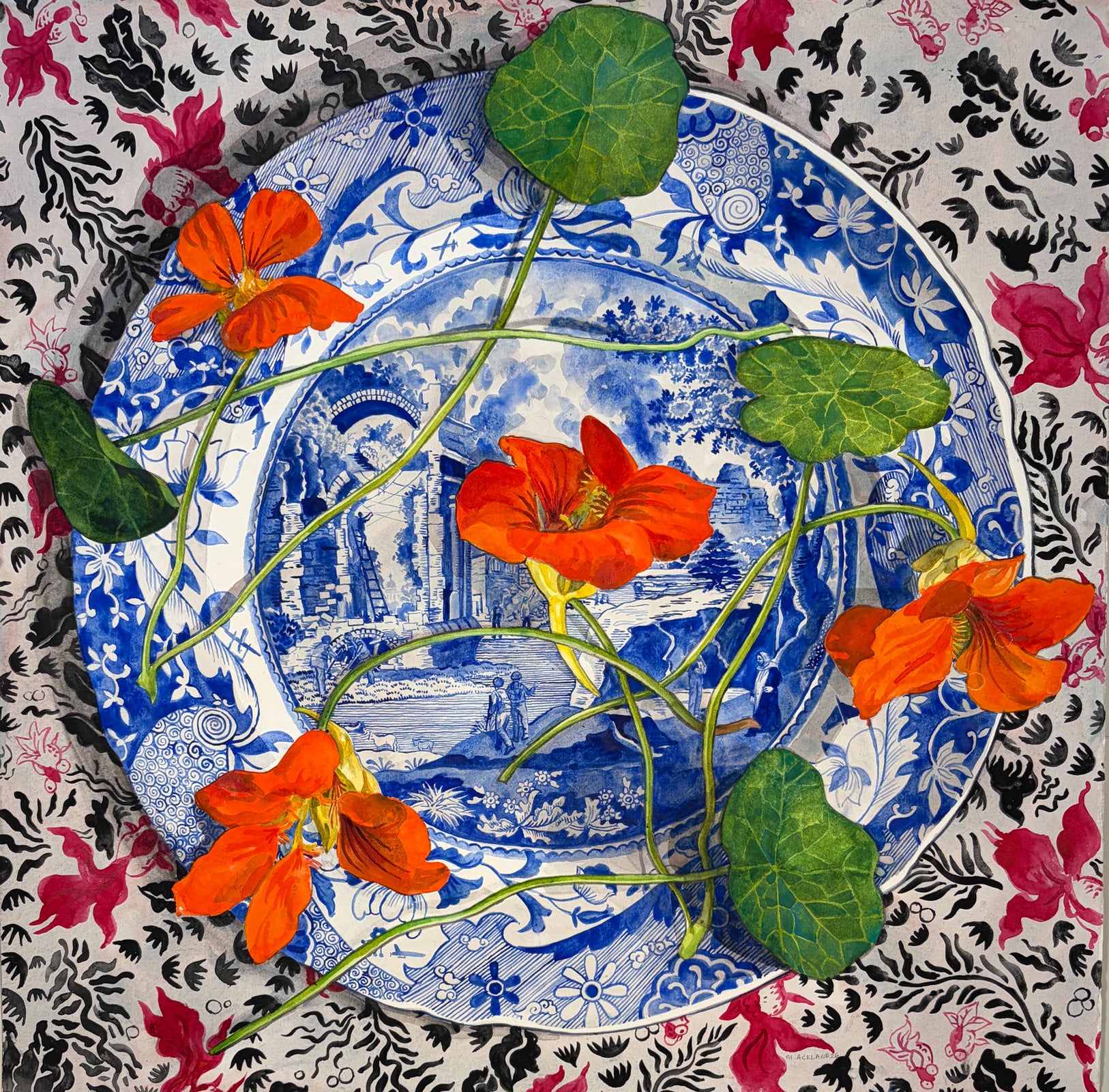 War Plate with Nasturtiums