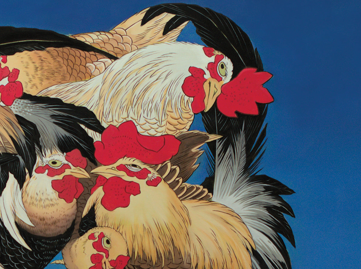 Ascending to Hokusai Flock of Chickens