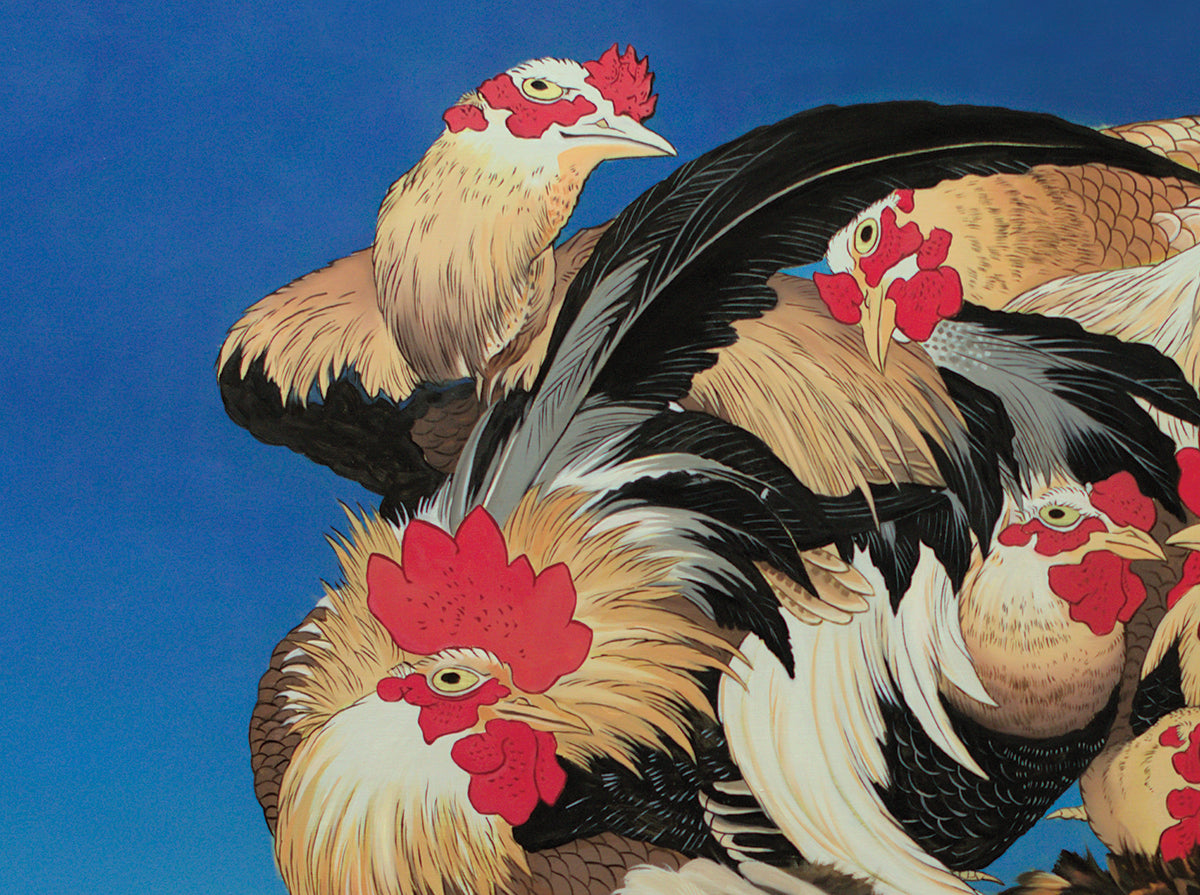 Ascending to Hokusai Flock of Chickens