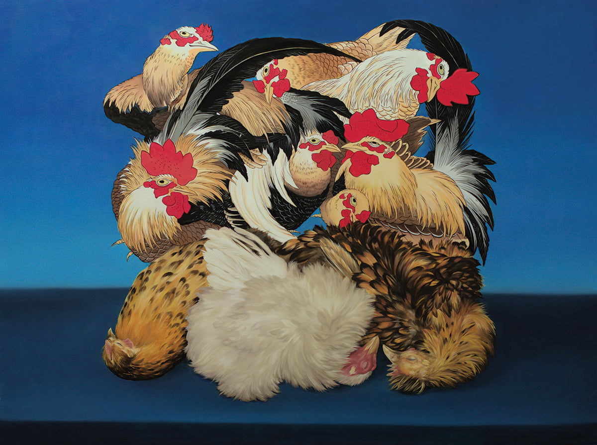 Ascending to Hokusai Flock of Chickens