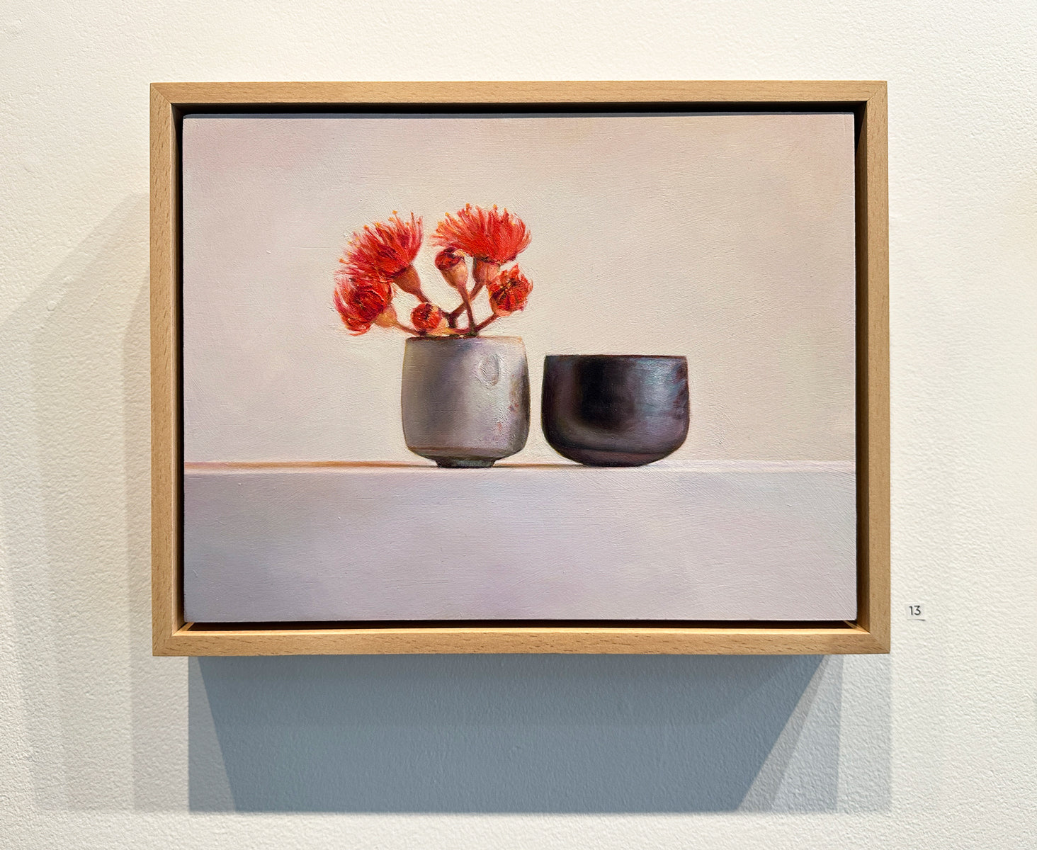 Shino teabowl, redgum blossom, and Pilbara ash bowl