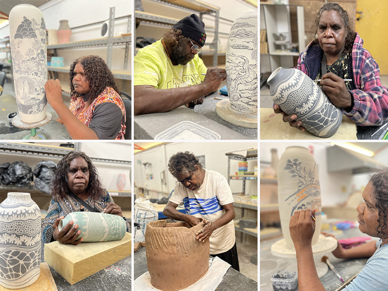 Artists from the Ernabella ceramics studio