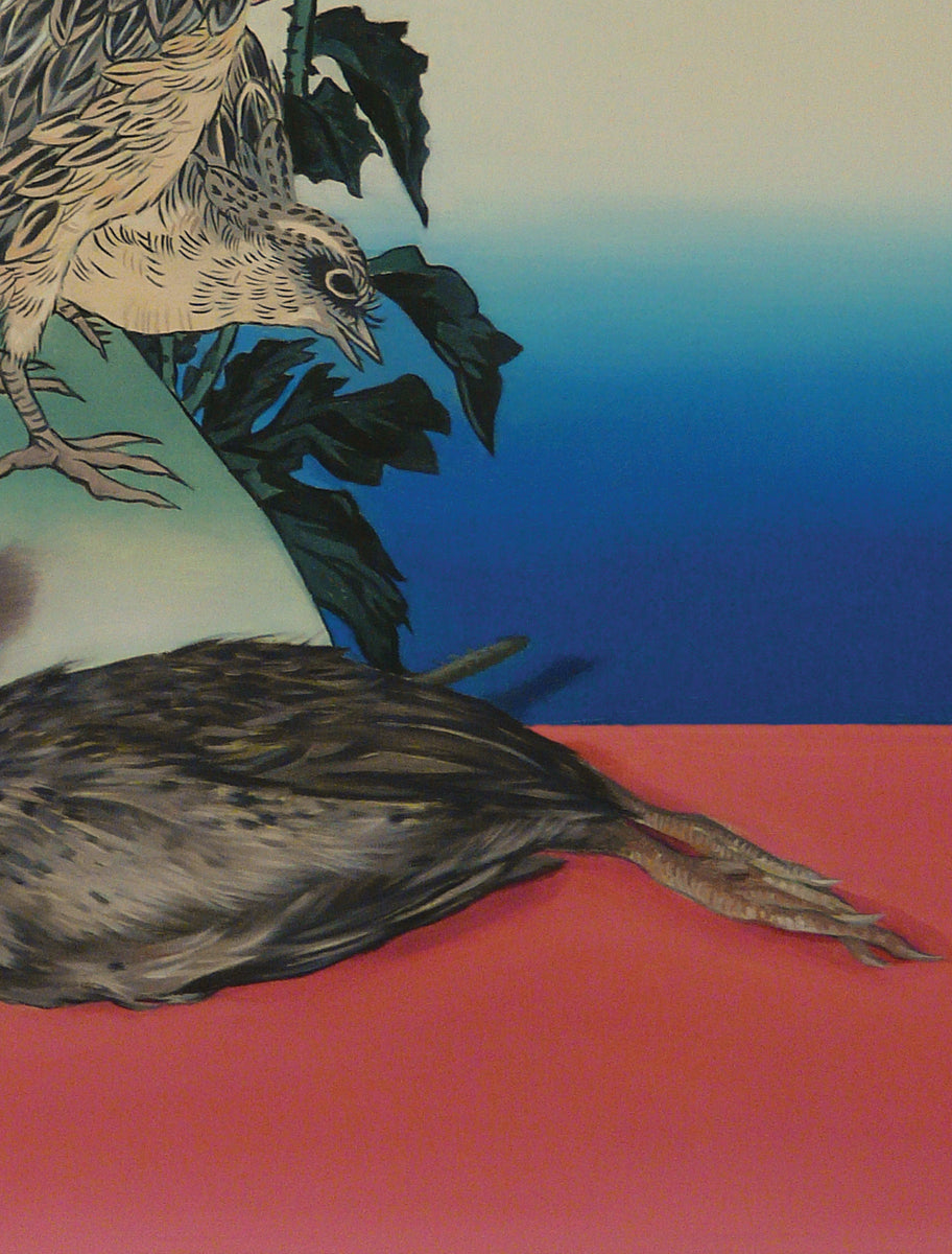 Quail and poppies after Hiroshige