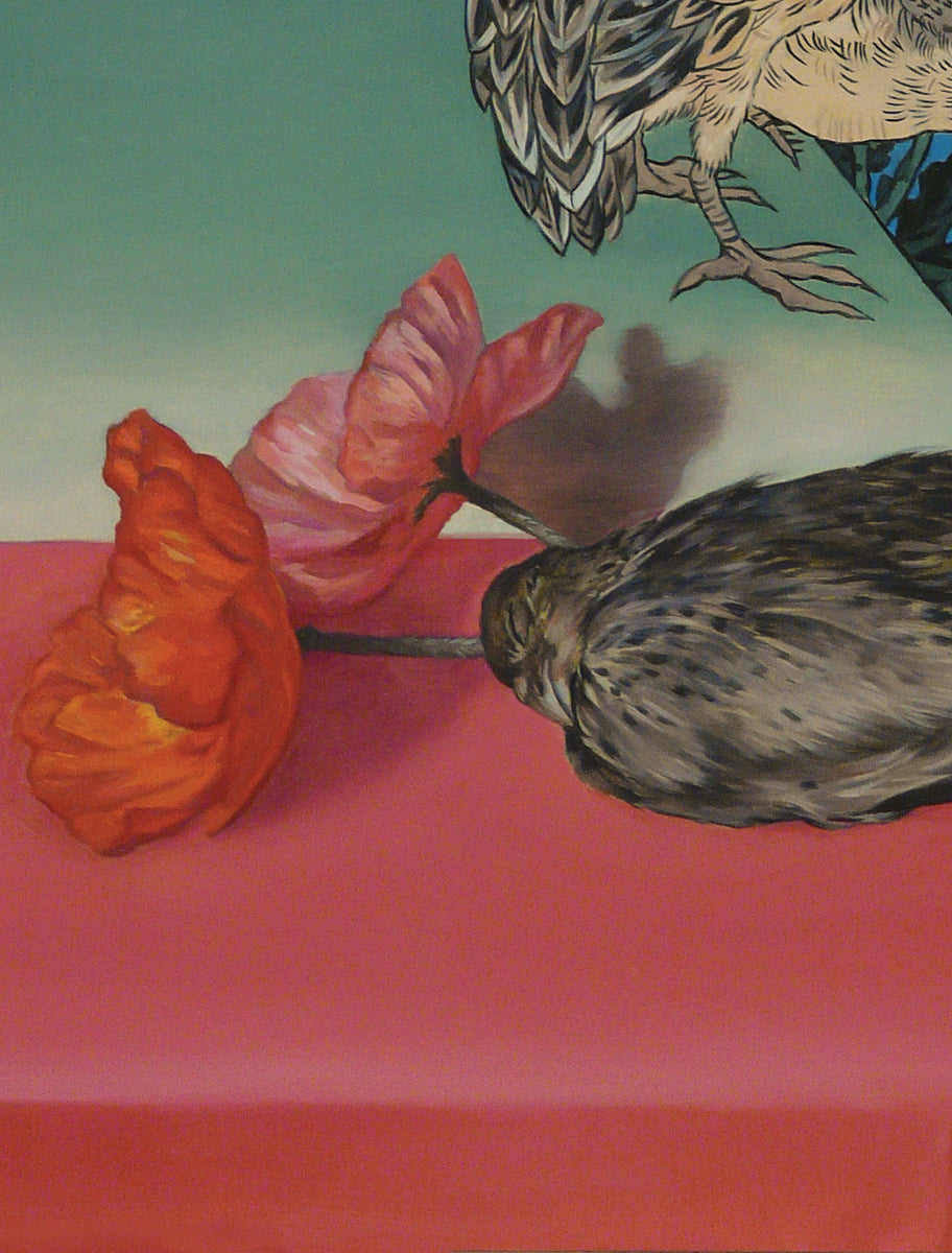 Quail and poppies after Hiroshige