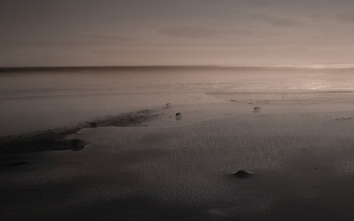 Monochrome Serenity. Rocks Clouds and Ocean Harmony