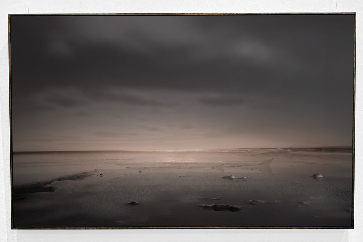 Monochrome Serenity. Rocks Clouds and Ocean Harmony