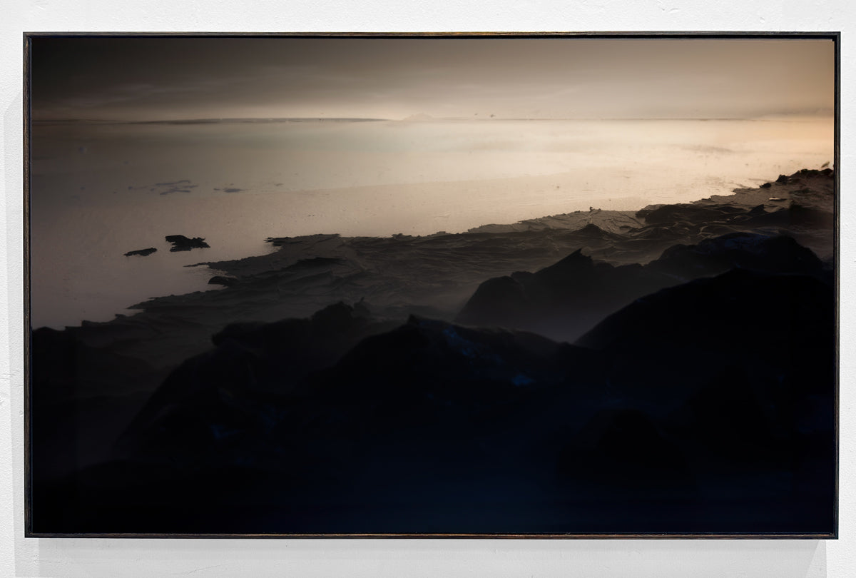 Ocean's Edge Reverie. Mountains Mist and Sunset Serenity