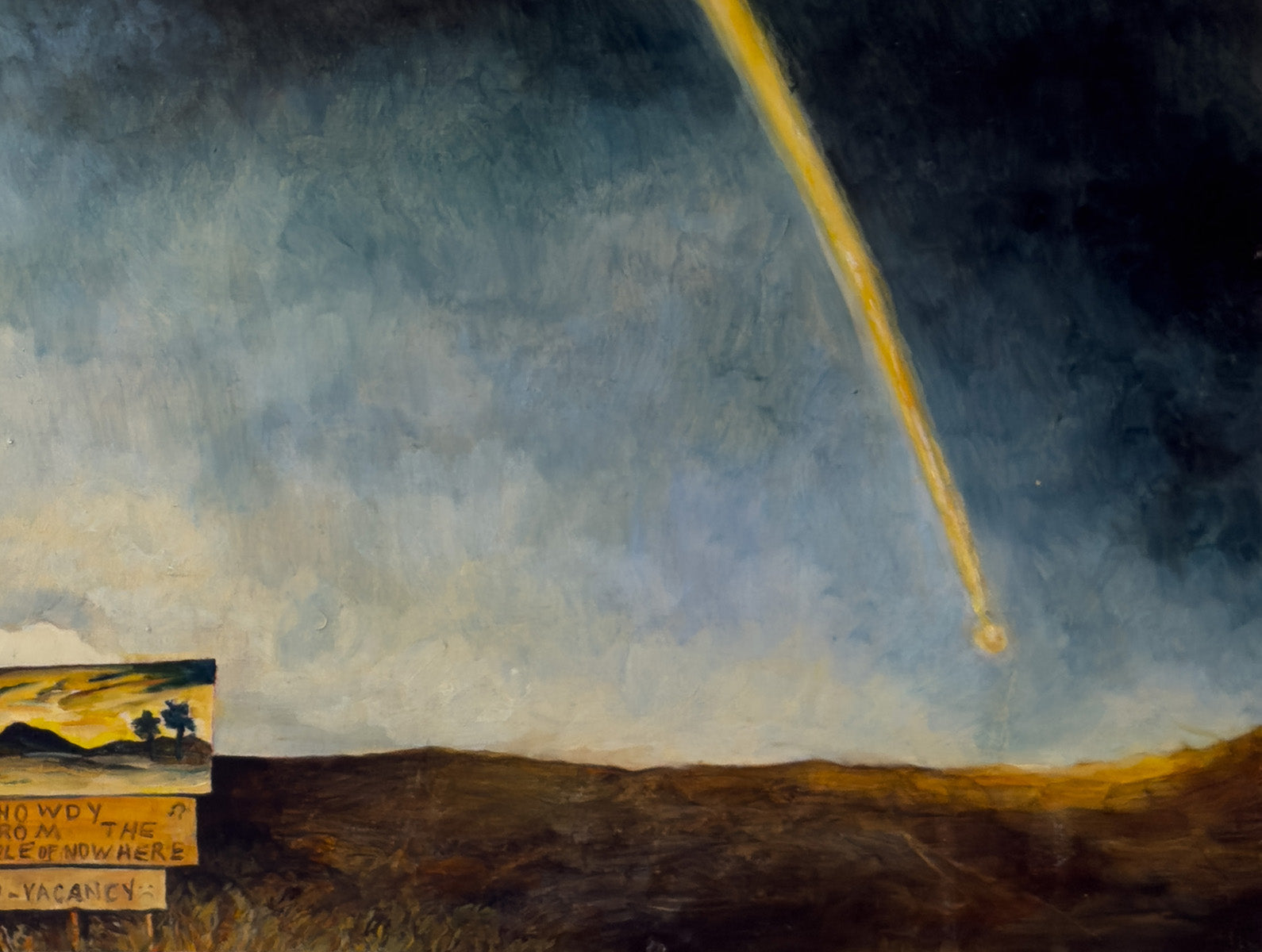 A billboard, firework and star