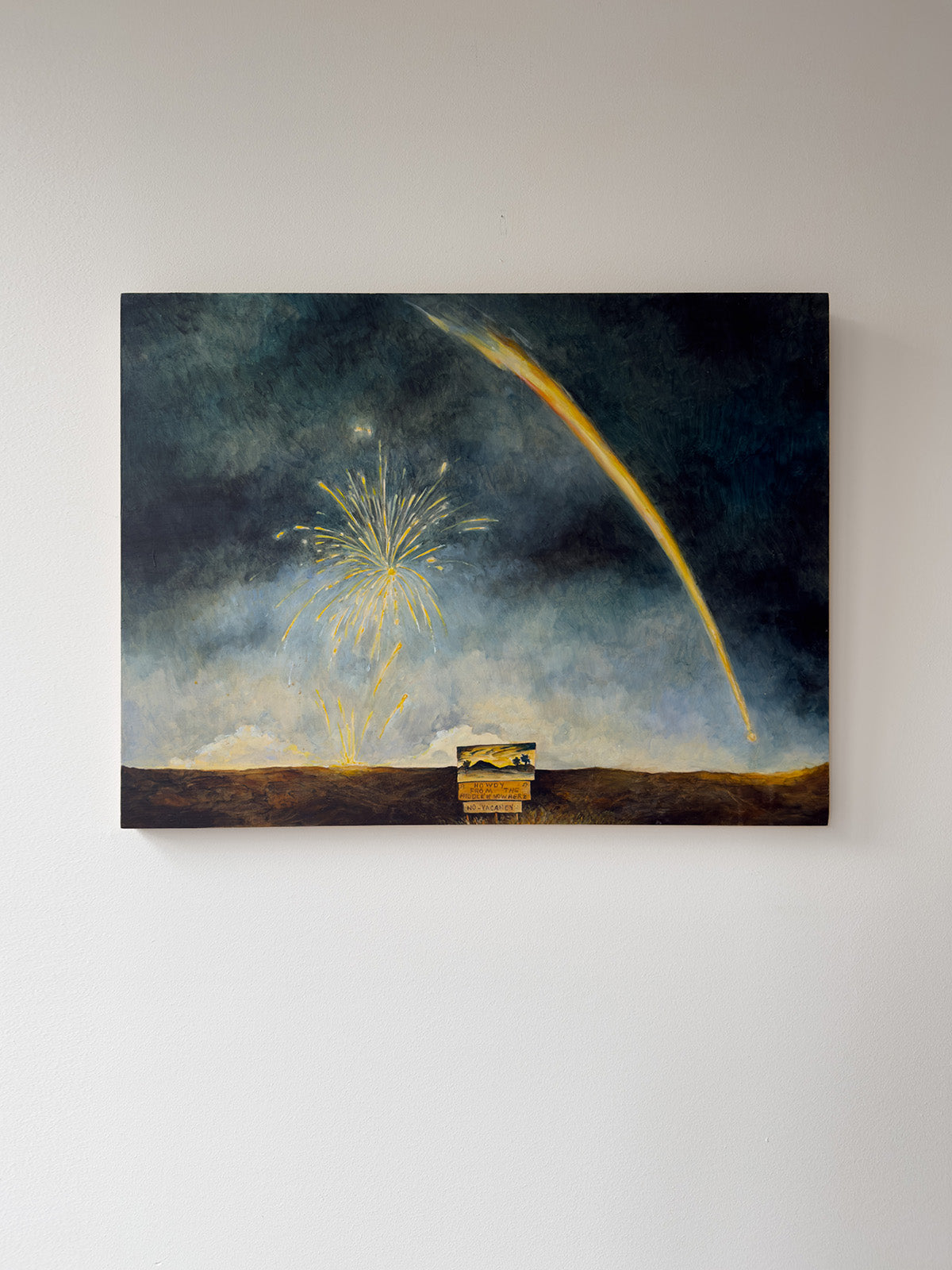 A billboard, firework and star