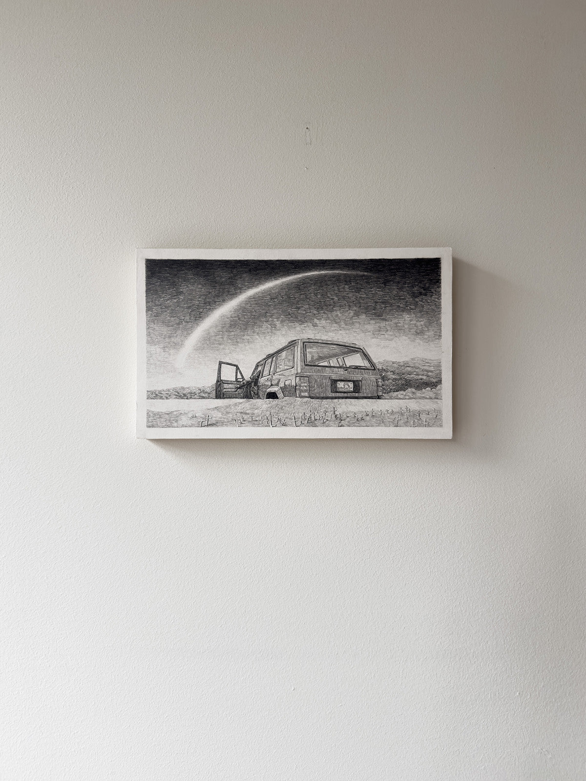 Car, meteor and crosses