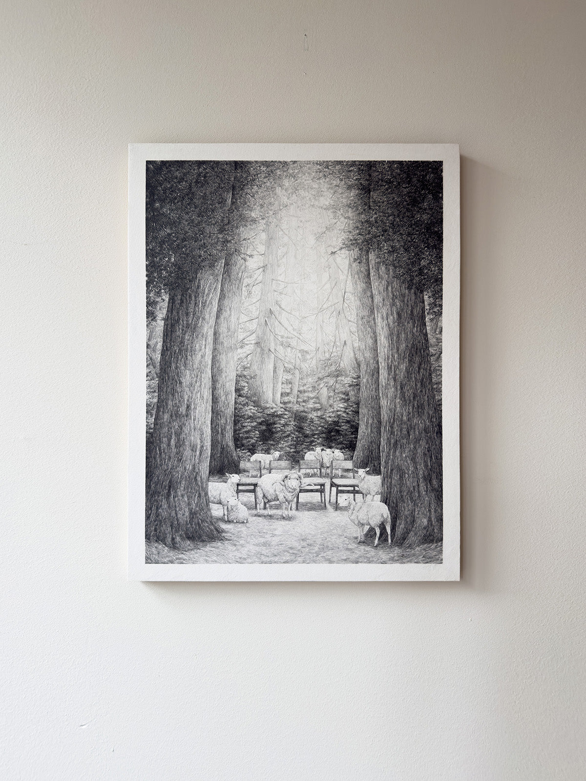 Chairs, sheep and trees