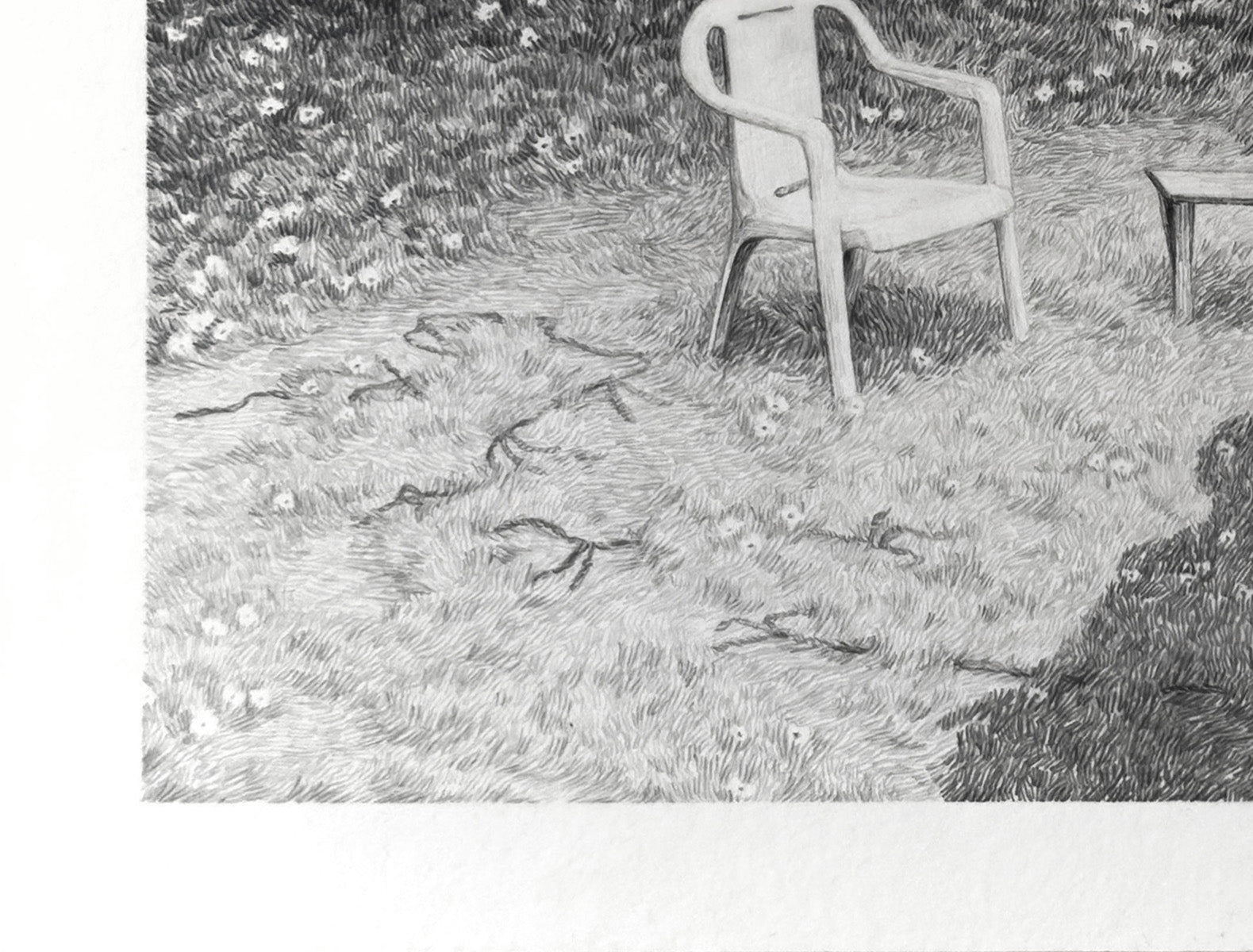 Pool chairs, bunting and shadows