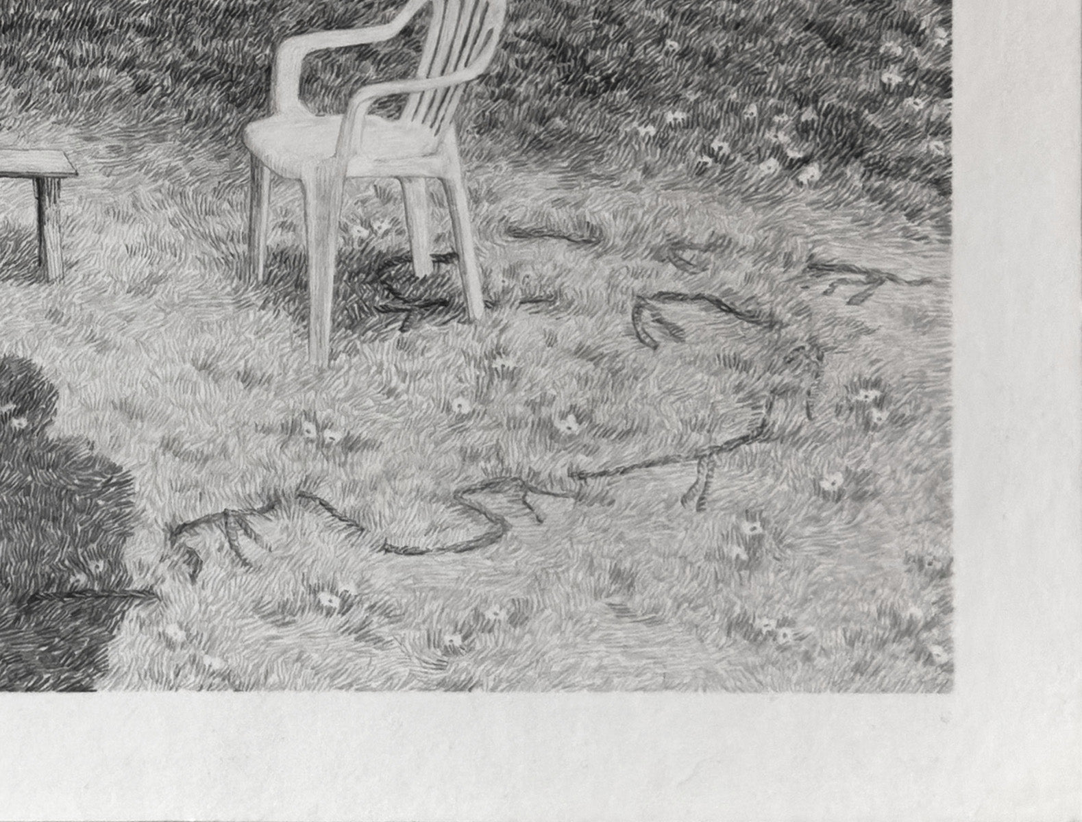 Pool chairs, bunting and shadows