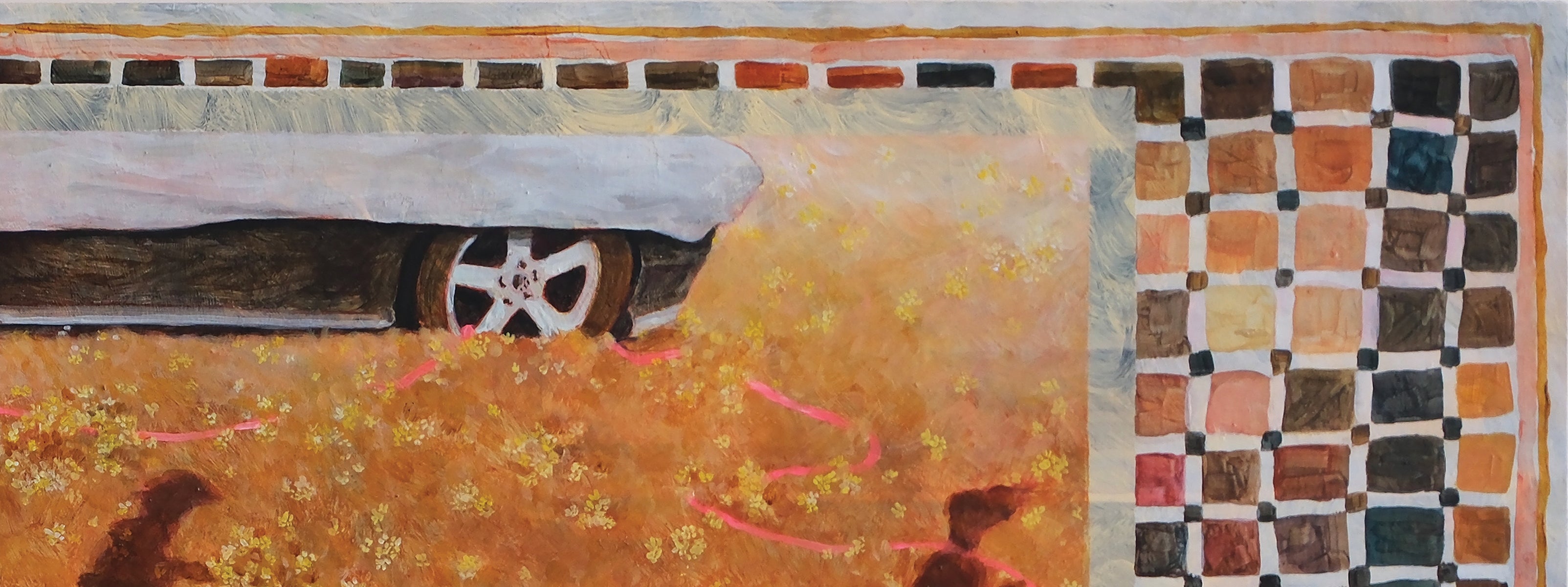 Shadows, a ribbon and a car